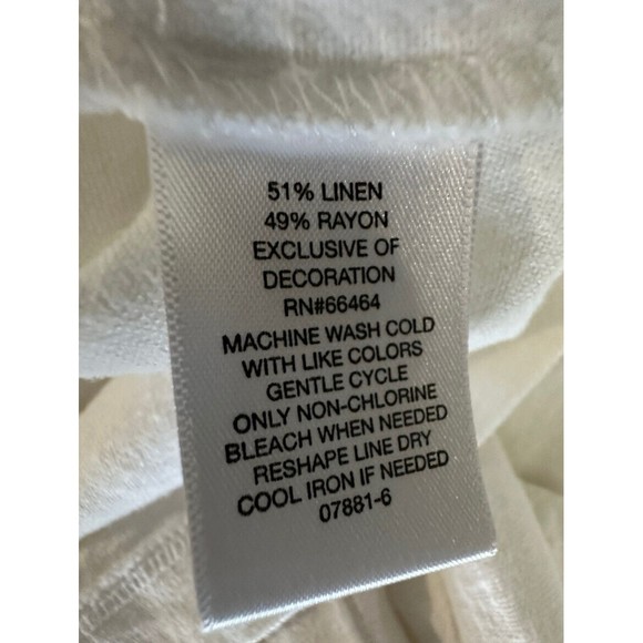 Liz Claiborne Sleeveless White Belted Linen Blend Dress Womens Size M Sheath - Picture 6 of 6